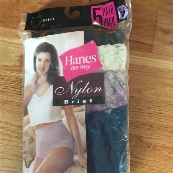 Hanes 5 pair pack nylon brief size 7 NWT.